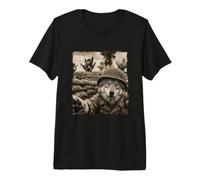 Drôle Champ De Bataille Soldat Casque Loup T-Shirt Haut de Gamme