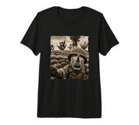 Drôle Champ De Bataille Soldat Casque Rhinocéros T-Shirt Haut de Gamme