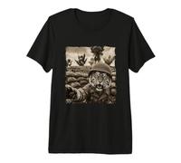 Drôle Champ De Bataille Soldat Casque Tigre T-Shirt Haut de Gamme