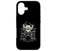 Drôle Chat Batteur Grunge Art félin Musique Groupe Vintage Coque pour iPhone 17