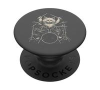 Drôle Chat Batteur Grunge Art félin Musique Groupe Vintage PopSockets PopGrip Adhésif