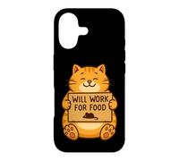 Drôle Chat Chaton Will Work for Food Citation Cadeau Homme Femme Ki Coque pour iPhone 17