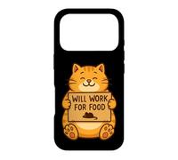 Drôle Chat Chaton Will Work for Food Citation Cadeau Homme Femme Ki Coque pour iPhone 17 Pro