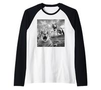 Drôle Chat Dinosaure Selfie Meme | Chat Choqué Vs T Rex Manche Raglan