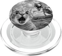 Drôle Chat Dinosaure Selfie Meme | Chat Choqué Vs T Rex PopSockets PopGrip pour MagSafe