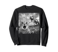 Drôle Chat Dinosaure Selfie Meme | Chat Choqué Vs T Rex Sweatshirt