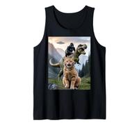 Drôle Chat Gorilla Dinosaure UFO Meme Scène Humour Absurde Débardeur
