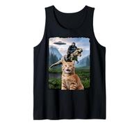 Drôle Chat Gorilla Dinosaure UFO Meme Scène Humour Absurde Débardeur