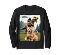 Drôle Chat Gorilla Dinosaure UFO Meme Scène Humour Absurde Manche Longue