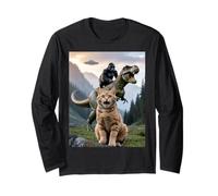 Drôle Chat Gorilla Dinosaure UFO Meme Scène Humour Absurde Manche Longue
