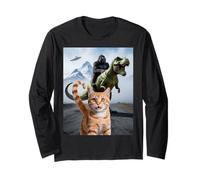 Drôle Chat Gorilla Dinosaure UFO Meme Scène Humour Absurde Manche Longue