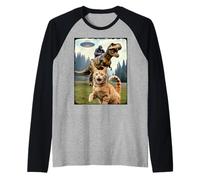 Drôle Chat Gorilla Dinosaure UFO Meme Scène Humour Absurde Manche Raglan