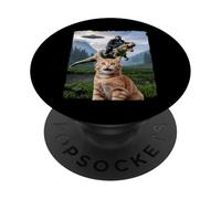 Drôle Chat Gorilla Dinosaure UFO Meme Scène Humour Absurde PopSockets PopGrip Adhésif