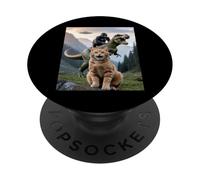 Drôle Chat Gorilla Dinosaure UFO Meme Scène Humour Absurde PopSockets PopGrip Adhésif