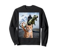 Drôle Chat Gorilla Dinosaure UFO Meme Scène Humour Absurde Sweatshirt