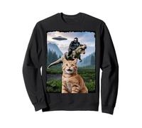 Drôle Chat Gorilla Dinosaure UFO Meme Scène Humour Absurde Sweatshirt