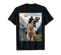 Drôle Chat Gorilla Dinosaure UFO Meme Scène Humour Absurde T-Shirt