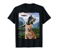 Drôle Chat Gorilla Dinosaure UFO Meme Scène Humour Absurde T-Shirt