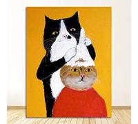 Drôle Chat Mur Art Photo Toile Peinture Affiches Et Gravures Salon Décoration Moderne Abstrait Animal DJ Shampooing, 50x70 No Frame