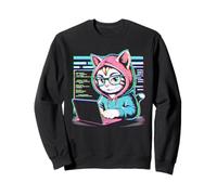 Drôle Chat Programmateur Codage Ordinateur Portable Hacker Esthétique Sweatshirt