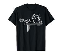 Drôle Chat Tournesol Vase Meme Doodle Dessiné à la Main T-Shirt