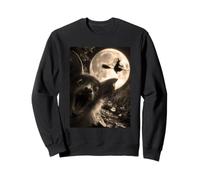 Drôle Chauve-Souris Selfie Pleine Lune Sorcière Volante Forêt Halloween Sweatshirt