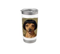 Drôle Chien Bob Coupe De Cheveux Sourire Portrait Gobelet isotherme en acier inoxydable double paroi