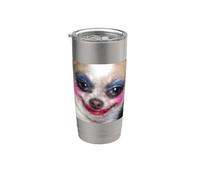 Drôle Chihuahua Moche Maquillage Visage Flou Meme Gobelet isotherme en acier inoxydable double paroi