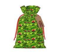 Drôle coccinelle tenant des parapluies impression mode cordon sac avec étiquette kraft pour Noël Halloween fête emballage cadeau