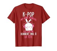 Drôle Coréen K-Pop Me Rend Heureux T-Shirt, Homme, Canneberge, M