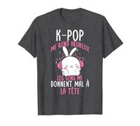 Drôle Coréen K-Pop Me Rend Heureux T-Shirt, Homme, Chiné Foncé, M