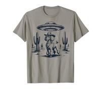 Drôle Cowboy Caniche UFO Desert Aliens Rencontre Scène T-Shirt