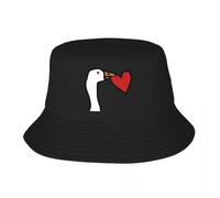 Drôle d’oie Qui Vole Un Chapeau en Forme de Seau en Forme de cœur pour Femmes Hommes Vocation d’été Saint-Valentin Bob tyle Chapeau Pliable pour Les Sports de Plein air