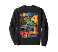 Drôle de 4e Anniversaire Dinosaure Camion Quatre et Rugissement pour Plus Sweatshirt