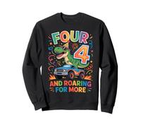Drôle de 4e Anniversaire Dinosaure Camion Quatre et Rugissement pour Plus Sweatshirt