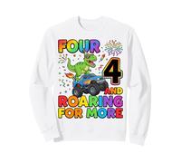 Drôle de 4e Anniversaire Dinosaure Camion Quatre et Rugissement pour Plus Sweatshirt