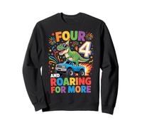 Drôle de 4e Anniversaire Dinosaure Camion Quatre et Rugissement pour Plus Sweatshirt