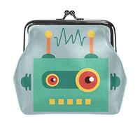 Drôle de Bande dessinée Robot Radio Porte-Monnaie Vintage Pochette Boucle Pochette Kiss-Lock Changement Sac à Main Fermoir Fermeture Portefeuilles pour Femmes Fille
