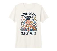 Drôle de bébé fatigué Nouveau Papa Courant sur Un Sommeil cassé Tous Les Jours T-Shirt Haut de Gamme