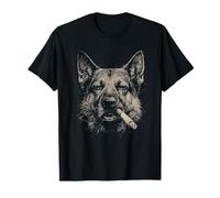 Drôle de Berger Allemand fumant Une Cigarette sans Patience T-Shirt