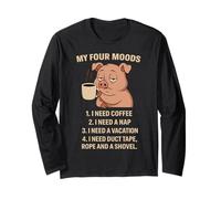 Drôle de café pour les siestes de vacances cochon fatigué sommeil cochon mignon Manche Longue