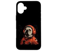 Drôle de carlin amoureux de chien astronaute dans l'espace Coque pour iPhone 16 Plus