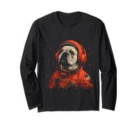 Drôle de carlin amoureux de chien astronaute dans l'espace Manche Longue