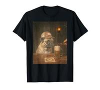 Drôle de Carlin Buvant de la bière Selfie Vintage Chien Maudit Meme T-Shirt