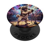 Drôle de Carlin Chanteur Concert scène Chien Spectacle de Musique PopSockets PopGrip Adhésif