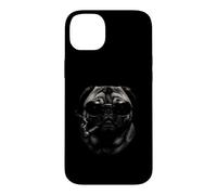 Drôle de Carlin Portant des Lunettes de Soleil Chien Boss Chien fumant Un Cigare Coque pour iPhone 14 Plus