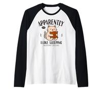 Drôle de Chat apparemment, J'aime Dormir Manche Raglan
