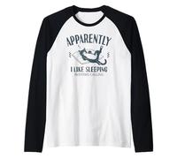 Drôle de Chat apparemment, J'aime Dormir Manche Raglan