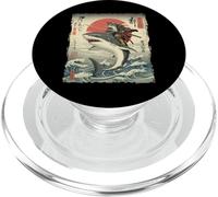 Drôle de Chat chevauchant Un Requin Japonais Ukiyo-e Art Samouraï PopSockets PopGrip pour MagSafe