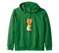 Drôle de Chat Curieux émergeant d'un buisson Style Cartoon Sweat à Capuche